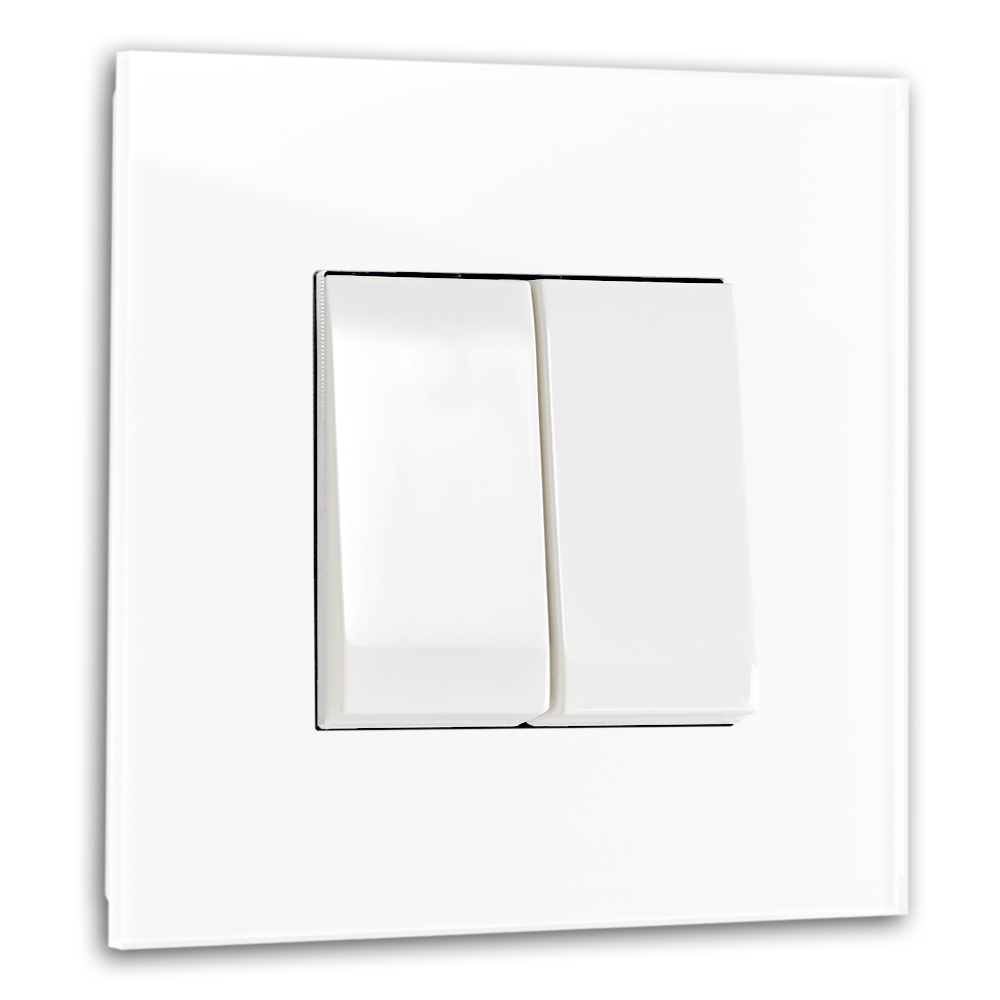 Lichtschakelaar met glas-look 2-weg omschakelaar Wit MAXIM